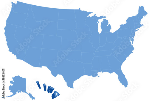 Map of States of the United States where Havai is pulled out