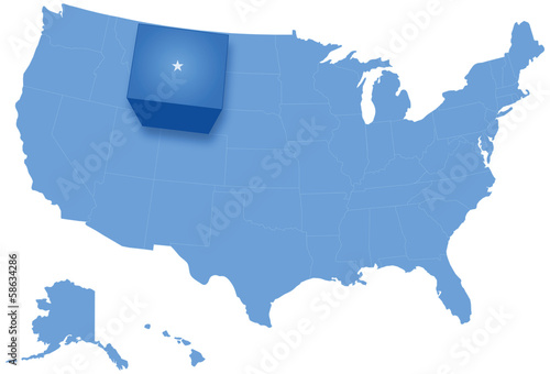 Map of States of the United States where Wyoming is pulled out