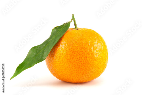 Orange mandarin with leaf