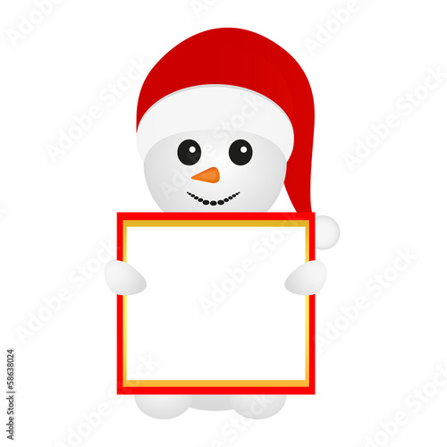 snowman holding a banner