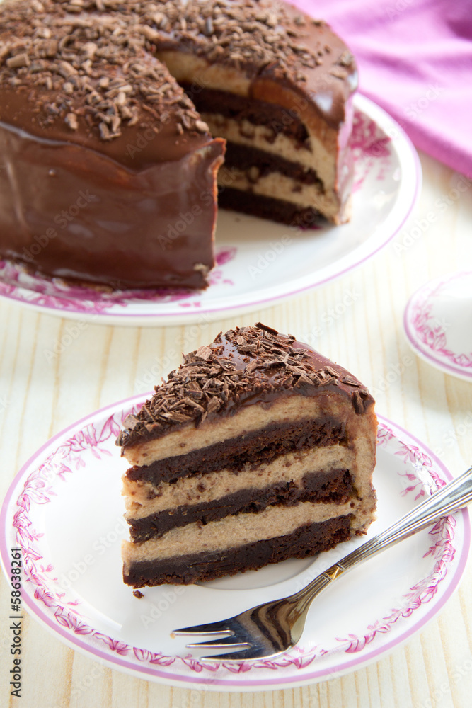 Chocolate cake (brownie) with chestnut cream. Chocolate cake (brownie) with chestnut cream.