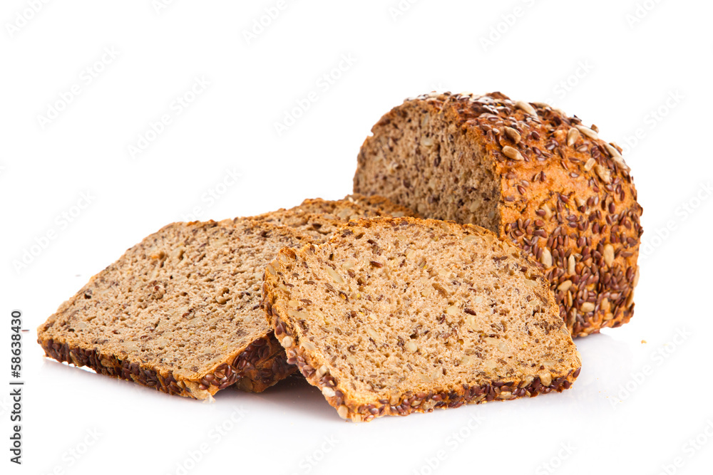 Brown seed biobread isolated on white background Brown seed biobread isolated on white background