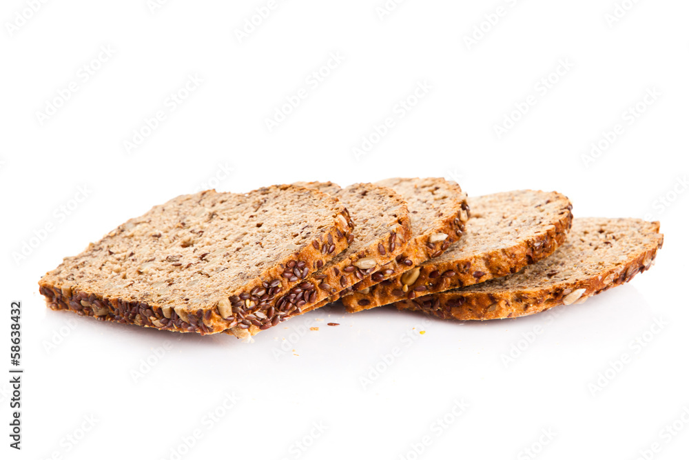 Brown seed biobread isolated on white background Brown seed biobread isolated on white background