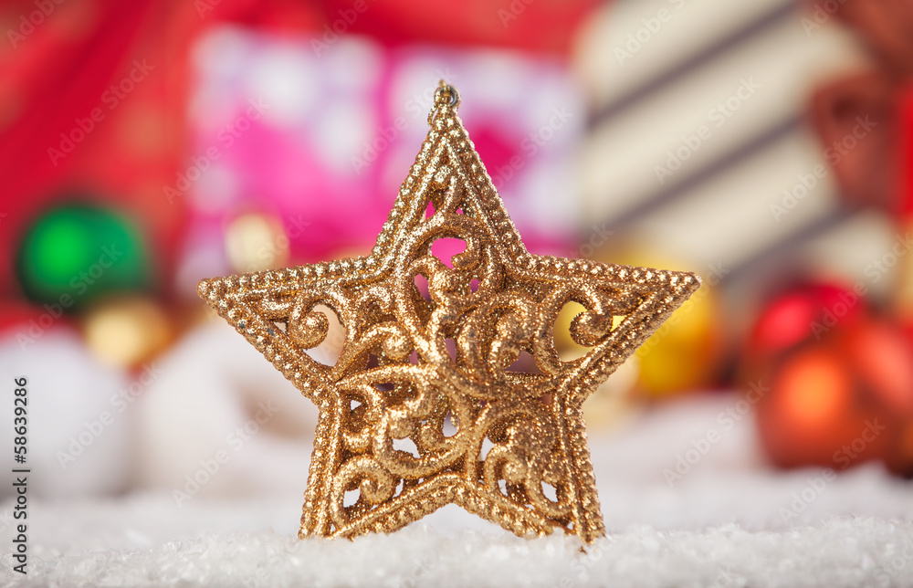 Snowflake and christmas gifts