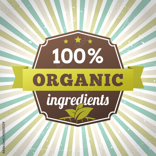 100 percent organic ingredients eco label poster