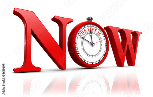 now red word and clock