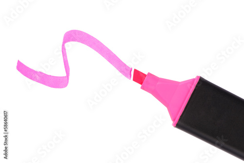 Pink marker isolated on white background