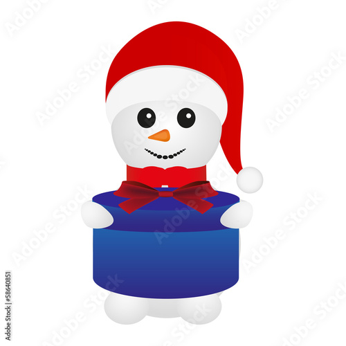 Snowman with gift in hand