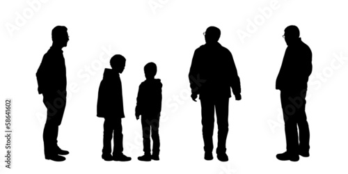 silhouettes of men looking on something set 2
