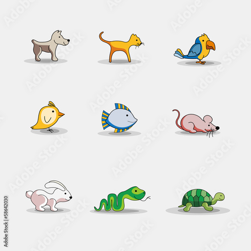 Cute cartoon pets icons