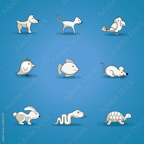 Cute cartoon pets icons