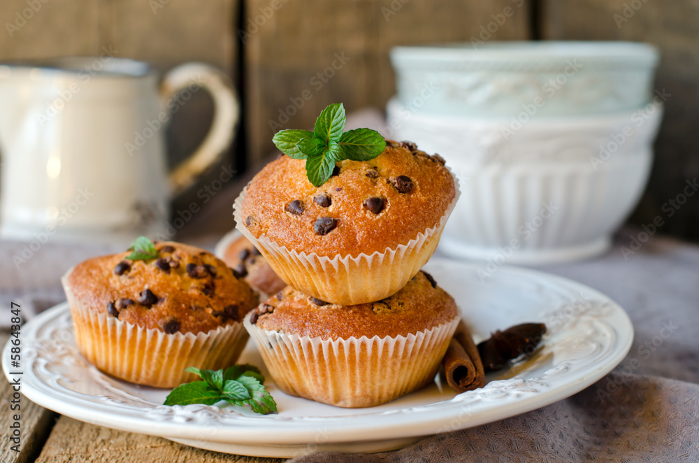 Muffins with chocolate drops Muffins with chocolate drops