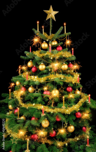 Prachtvoller Weihnachtsbaum auf schwarz