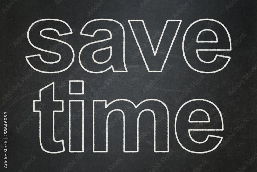 Obraz premium Timeline concept: Save Time on chalkboard background
