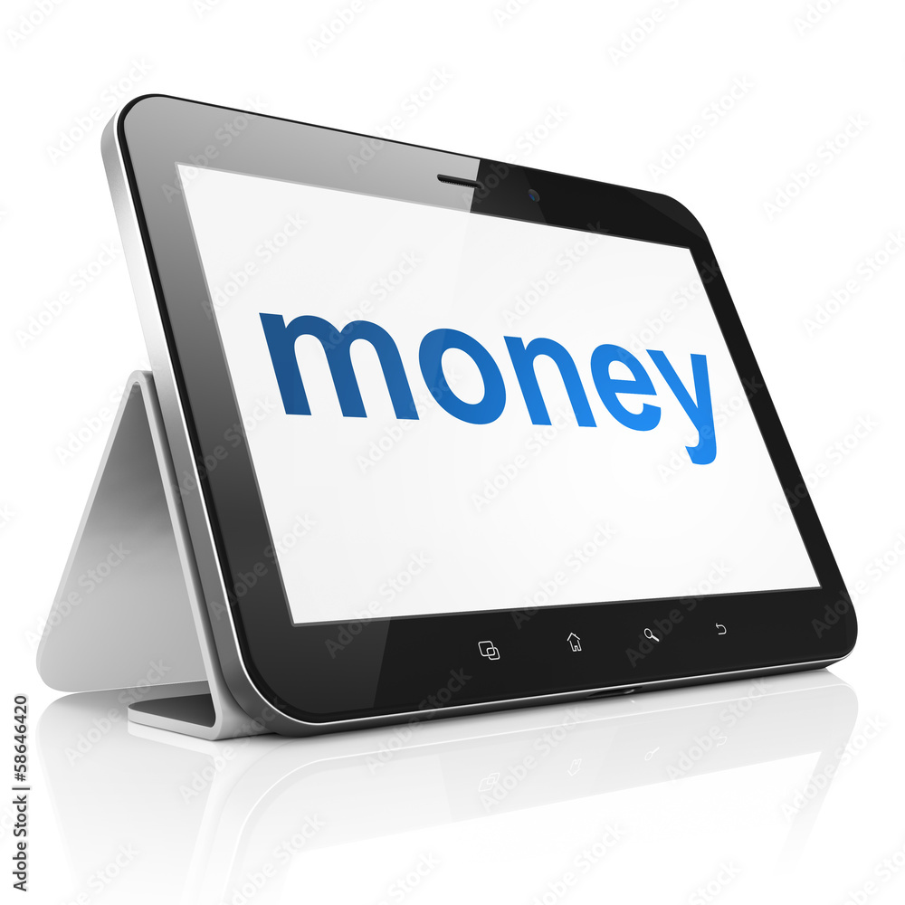 Finance concept: Money on tablet pc computer Finance concept: Money on tablet pc computer