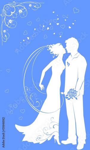 Silhouette of bride and groom
