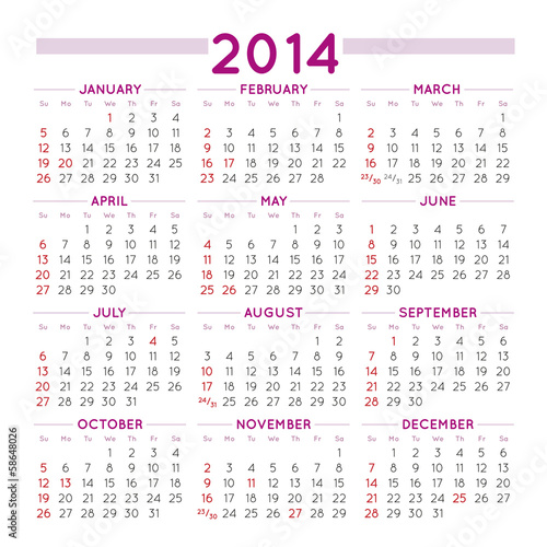 2014 Squared calendar