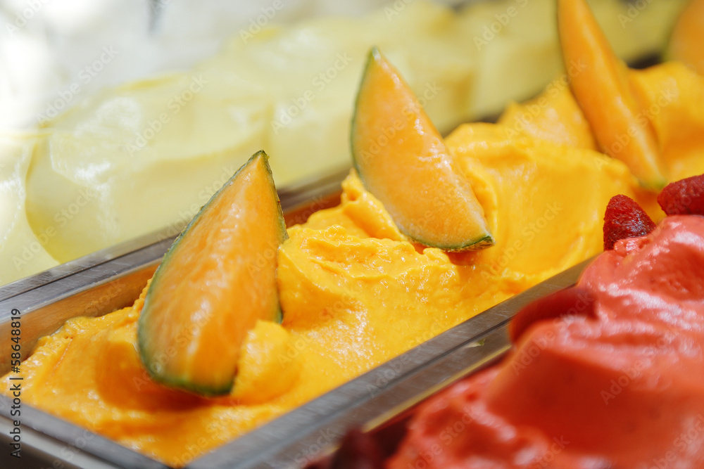 sweet cold tasty appetizing melon ice cream sweet cold tasty appetizing melon ice cream
