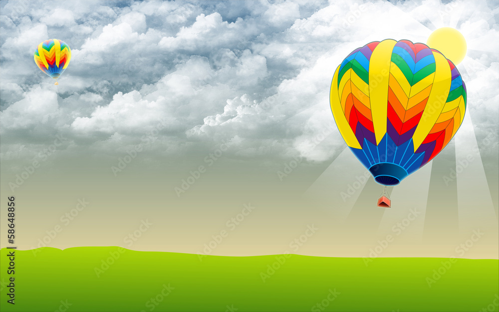 Naklejka premium Hot air ballon - Stock Image