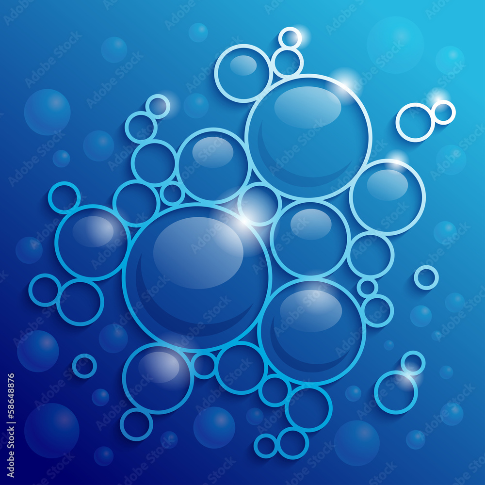 Abstract blue background with shining circles
