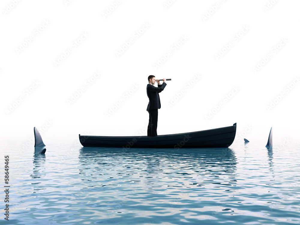 Fototapeta premium man with telescope