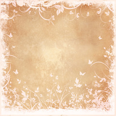 Fototapete Schmetterlinge im Grunge Florale Grunge Textur Blumenmuster  © Kirsty Pargeter