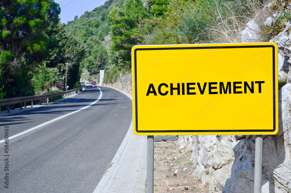 Achievement in street sign on motorway