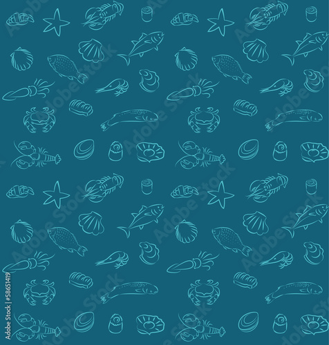 Seamless seafood pattern photo