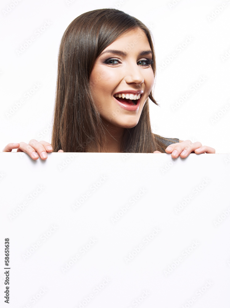 Close up business woman portrait. White background female portr Close up business woman portrait. White background female portr