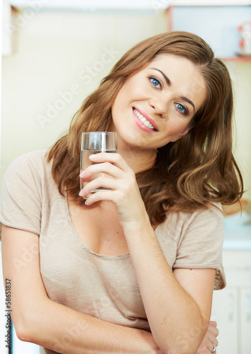 young woman with water glass