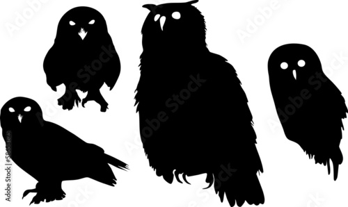 Silhouettes of owls photo