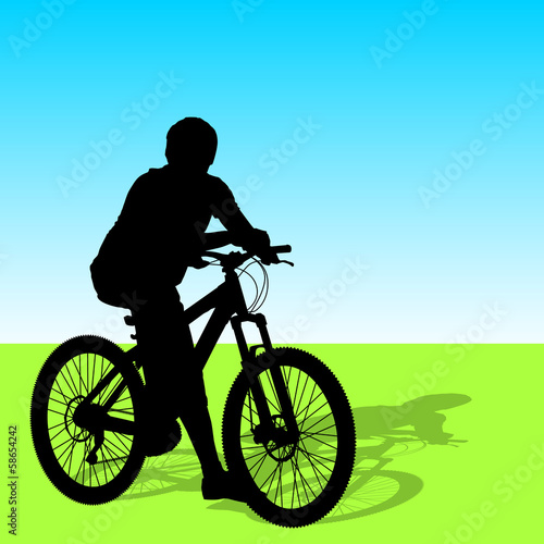 Silhouette of a cyclist male.  vector illustration.