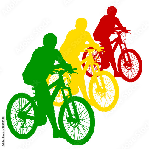 Silhouette of a cyclist male.  vector illustration.