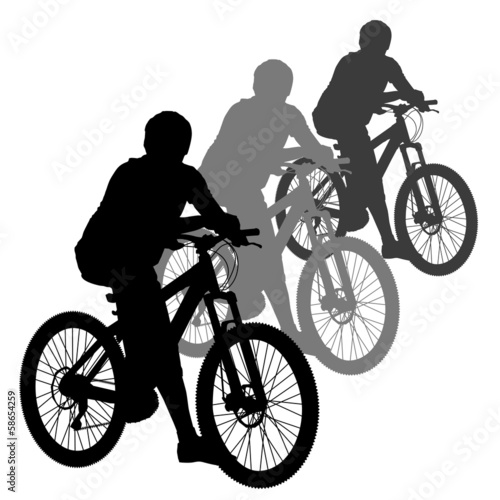 Silhouette of a cyclist male.  vector illustration.