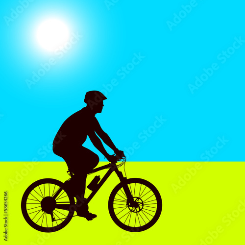 Silhouette of a cyclist male.  vector illustration.