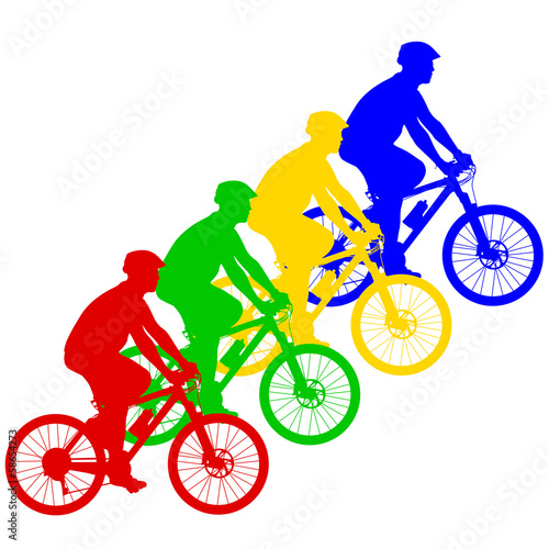 Silhouette of a cyclist male.  vector illustration.