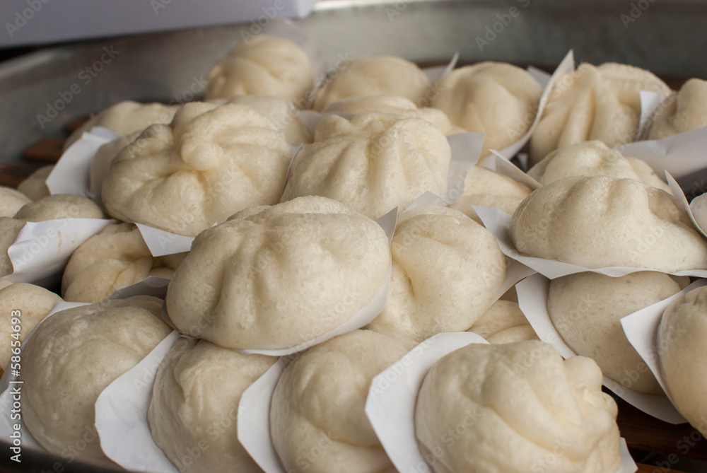 Steamed dumpling in a steamed oven