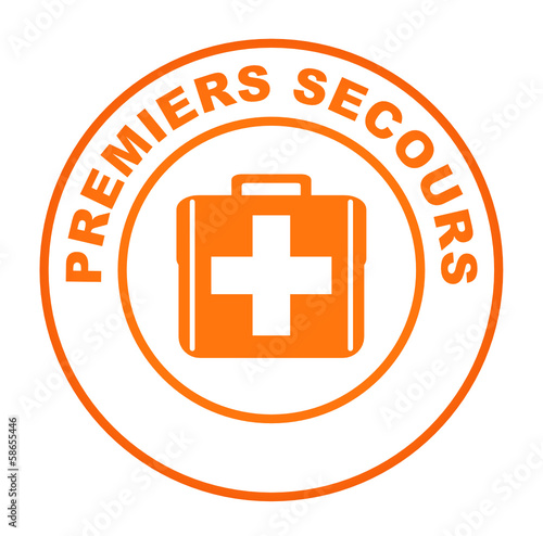 premiers secours sur bouton web rond orange