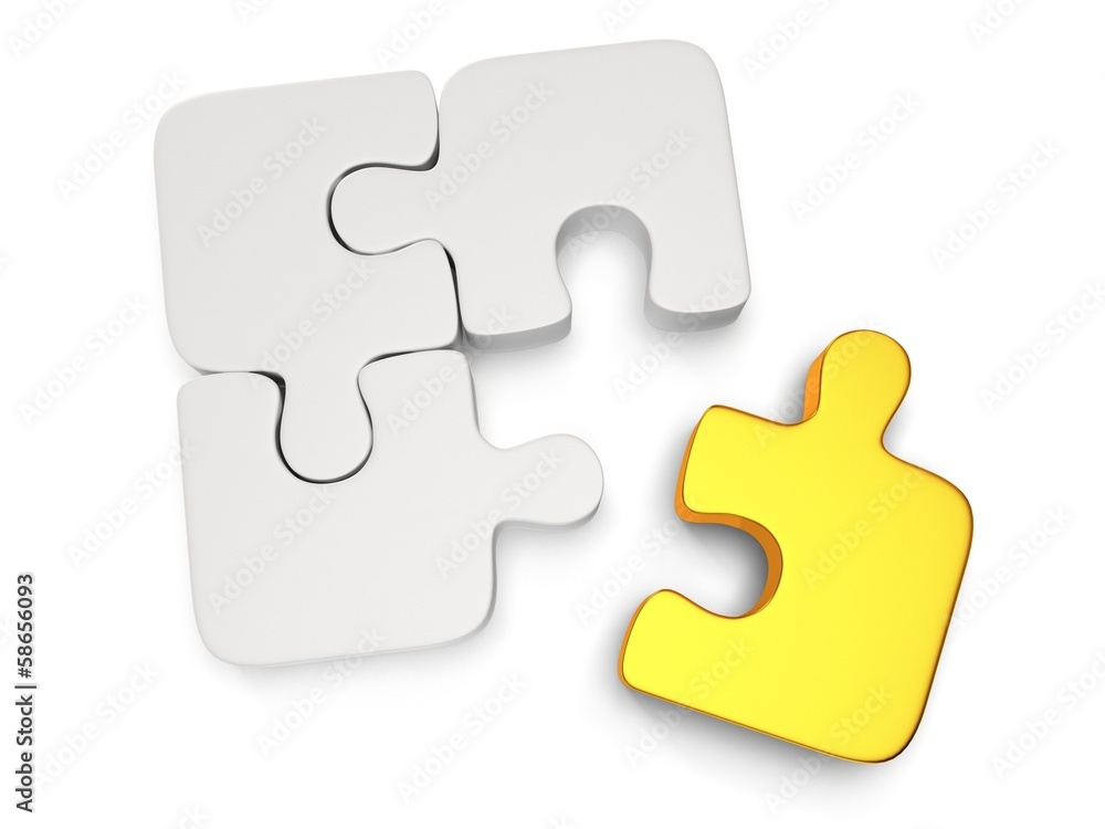 3d white and gold puzzle on white 3d white and gold puzzle on white