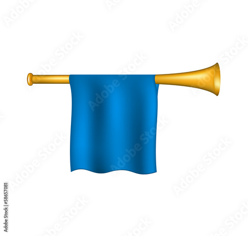 Trumpet with blue flag