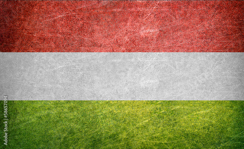 Obraz na plátně Hungary flag on a grunge postcard