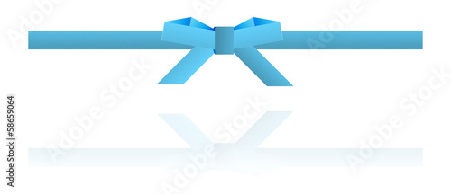 blue dotted bow and blue dotted ribbon on white background