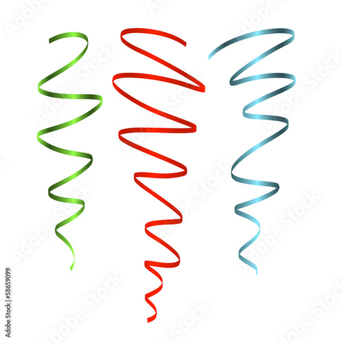 twisted shining ribbons with different colors on white backgroun