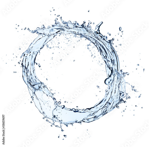 Water splash ring on white background