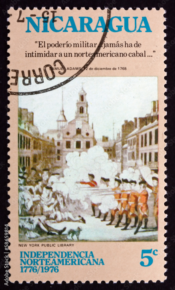 Postage stamp Nicaragua 1975 Boston Massacre, American Bicentenn