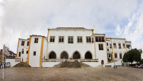 View of the National palace of Sintra town, Portugal.