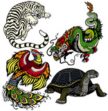 set of four celestial feng shui animals