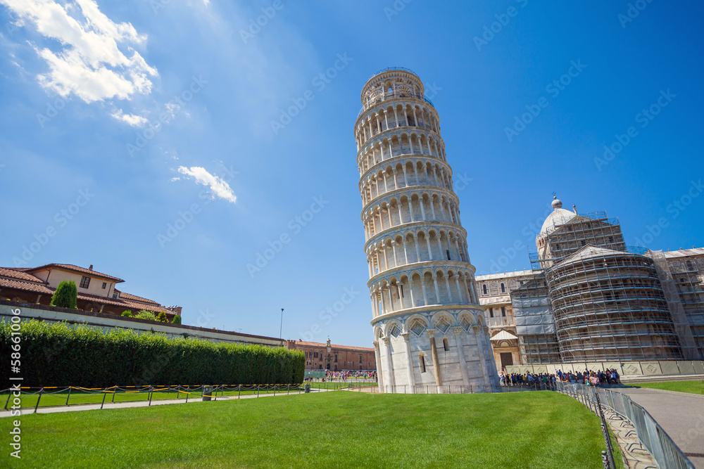 Pisa, Piazza del Duomo, with the Basilica leaning tower