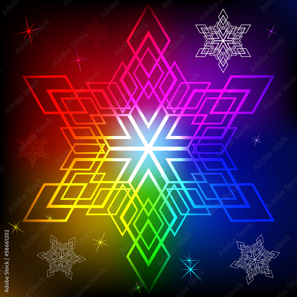Snowflake shape colorful abstract background. Snowflake shape colorful abstract background.