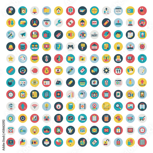 Set of vector network and social media icons. Flat icon